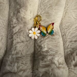 Gold Daisy and Multicolor Butterfly Charm Pendant - Women Accessories
